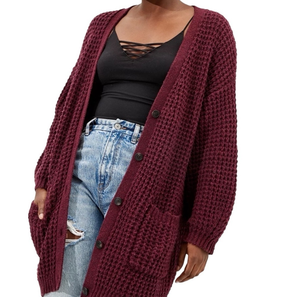 American Eagle Outfitters| Oversized Button Up Cardigan in Rust | Sz S